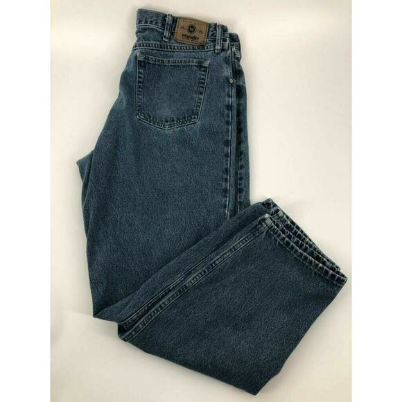 Wrangler Denim Jeans Men 40X32 Straight Leg Relaxed Fit Pockets Stonewash   Blue - Picture 3 of 5